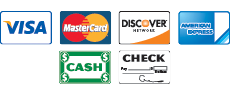 We Accept All Major Credit Cards, Cash, and Checks